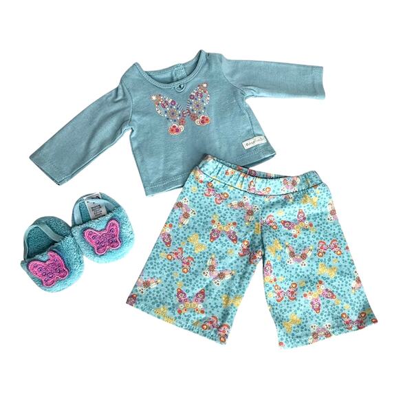 VTG American Girl BUTTERFLY GARDEN PJS Pajama Top Pants & Slippers Outfit Box - Picture 10 of 11